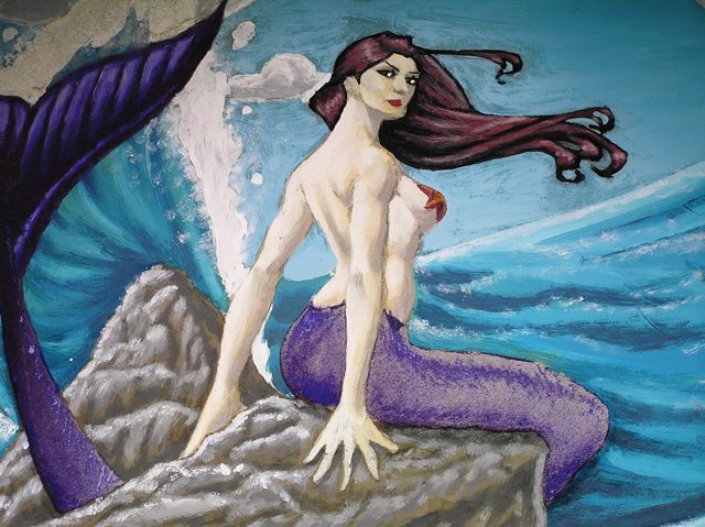 Mermaid mural at the harbor in Ushuaia, Argentina.
